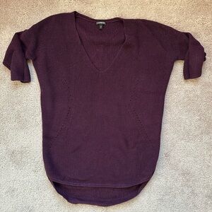 Express V Neck 3/4 Sleeve Purple Women's Sweater